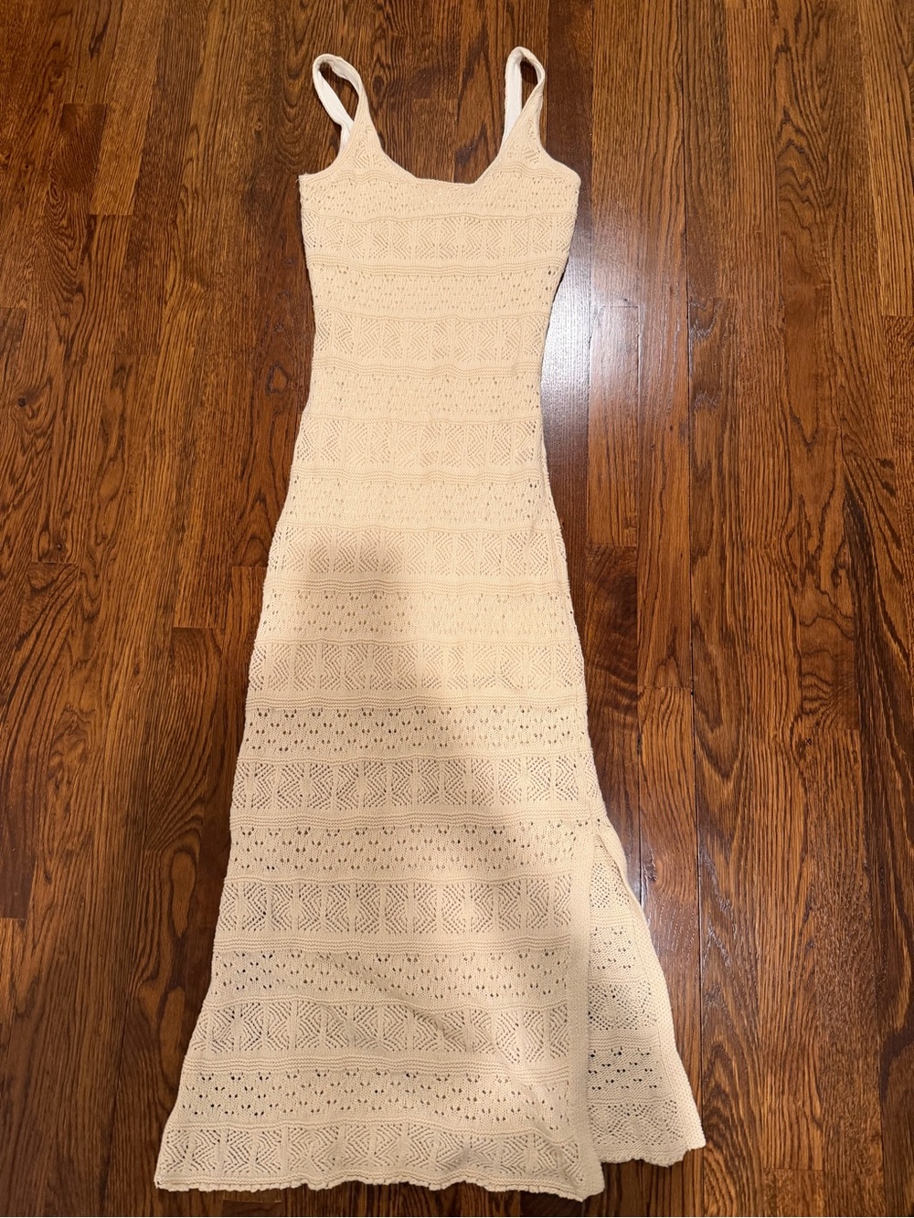 REVOLVE Cream Crochet Maxi Dress with Spaghetti Straps